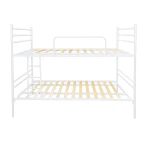 Luna metal bunk bed white with reinforced slatted base, sturdy and modern design for adults and children.
