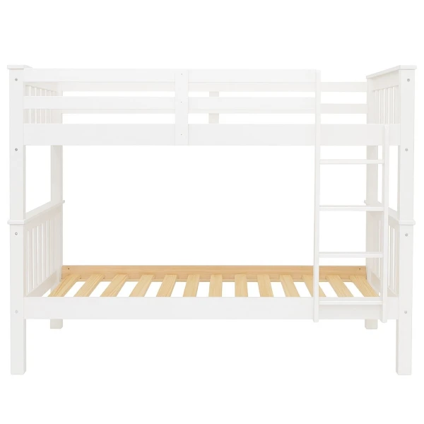 Minerva Vicawu wooden bunk bed in white finish with ladder and reinforced side rails for 90x190 mattress