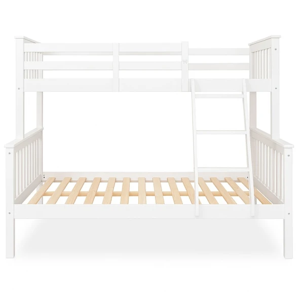 Front view of Arenas Vicawu matrimonial white bunk bed for 90x190 top and 140x190 lower mattress