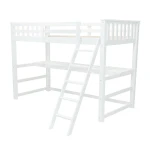 White wooden loft bed with desk in main product view – Sophia Vicawu