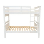 Front view of white Titan Vicawu wooden bunk bed 90x190 with ladder and clean white background
