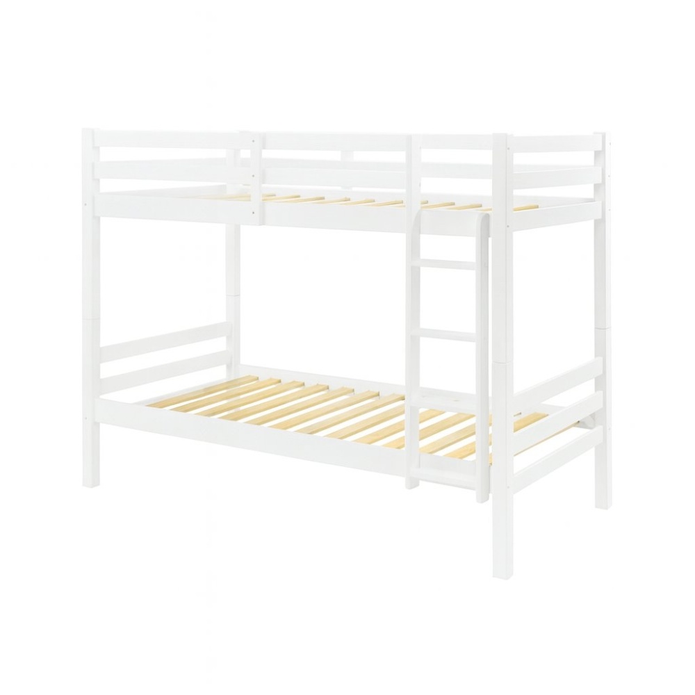 White Atlas Vicawu wooden bunk bed with ladder and slatted base, ideal for modern and functional spaces