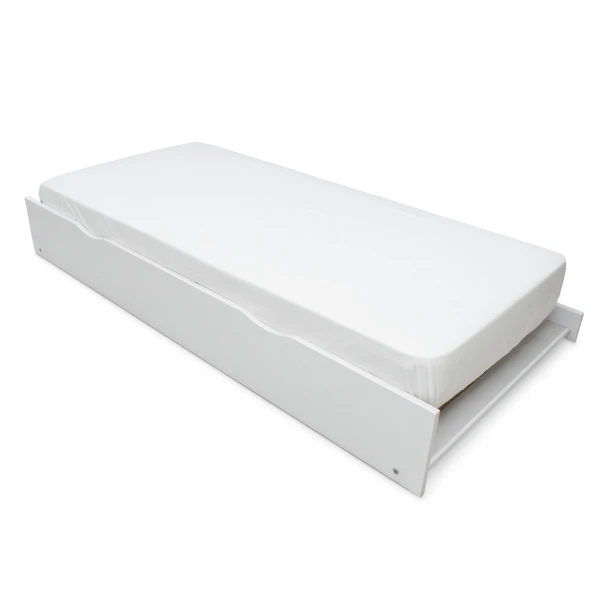 White RH Vicawu trundle bed 90x190 with mattress, ideal as an extra pull-out bed for guests and small spaces