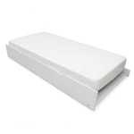 White RH Vicawu trundle bed 90x190 with mattress, ideal as an extra pull-out bed for guests and small spaces