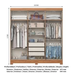 Siena Vicawu 6-door wardrobe dimensions with internal measurements