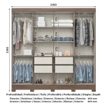 Dimensions Bristol 8 door wardrobe Vicawu, interior and exterior measurements for planning bedroom space