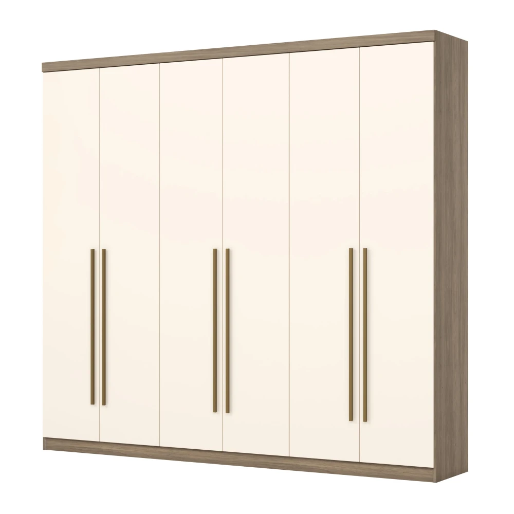 Sirius 6-door bedroom wardrobe in cream and oak finish – Vicawu