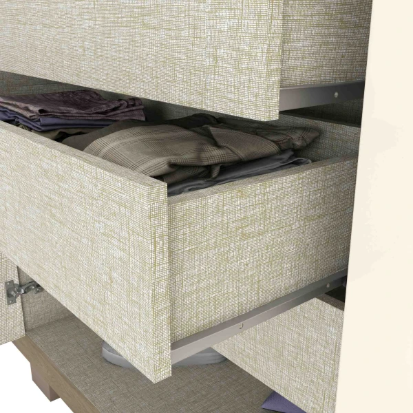 Detail of Sirius wardrobe drawer with textured finish and smooth sliding rail – Vicawu