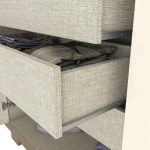 Detail of Sirius wardrobe drawer with textured finish and smooth sliding rail – Vicawu