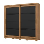 Zenit Vicawu sliding-door wardrobe front view in natural and black finish