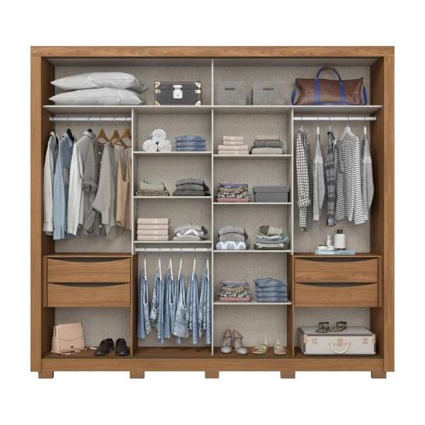 Zenit Vicawu wardrobe open view with shelves, drawers and hanging space