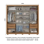 Zenit Vicawu wardrobe measurements diagram with internal and external dimensions