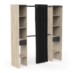 Open wardrobe Bastet Plus Vicawu with curtain and drawers, modern storage with shelves and hanging rail