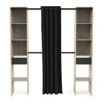 Bastet Plus Vicawu open wardrobe with curtain and 2 drawers, minimalist design and smart storage
