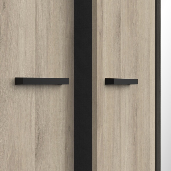Minimalist Black Handle Detail for Oak Wardrobe, Modern Finish