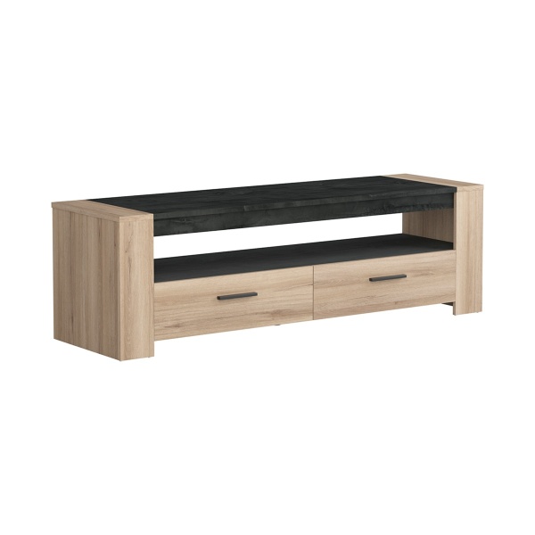Sheffield TV Unit in Light Oak and Dark Grey Two-Tone, 152 cm Length