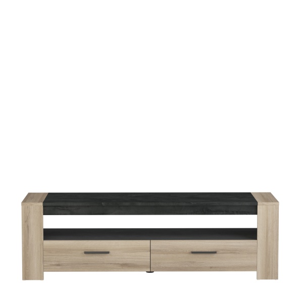 Sheffield TV Unit in Light Oak and Dark Grey Two-Tone, 152 cm Length