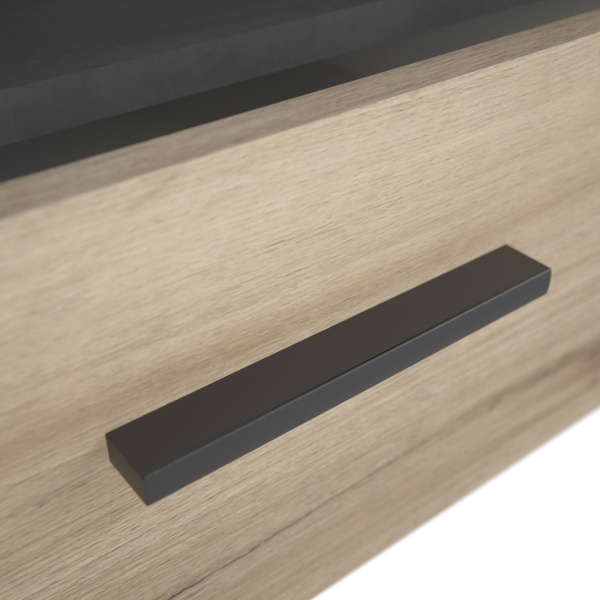 Detail of Black Metal Handle and Oak Wood Texture, Sheffield Furniture