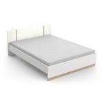 Nord Minimalist Design Bed, oak finish wooden frame, modern Nordic style