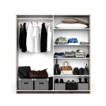 Wardrobe interior with hanging rail and shelves, organised storage layout, Nord Mirror Vicawu