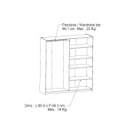 Wardrobe dimensions diagram with hanging rail and shelf load capacity, Nord Mirror Vicawu