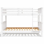 Minerva Vicawu white bunk bed front view with side ladder and slatted base, 90x190 cm