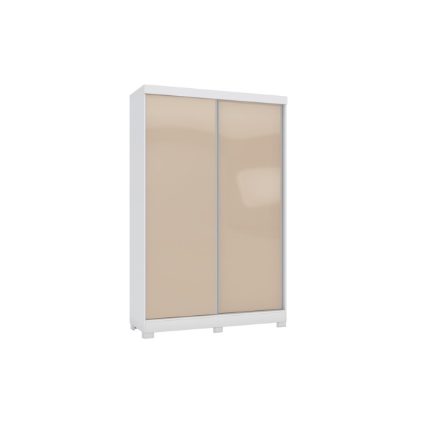 Soyo reversible sliding door wardrobe in macadamia and white, modern 2-door bedroom storage