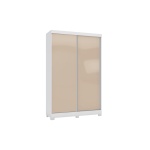 Soyo reversible sliding door wardrobe in macadamia and white, modern 2-door bedroom storage