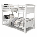 Titan Vicawu white wooden bunk bed styled with modern bedding and sturdy frame