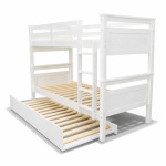 Titan Vicawu white wooden bunk bed with pull out trundle and slatted base