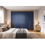 Esky 6 Door Wardrobe with Drawers in blue and oak, large storage capacity