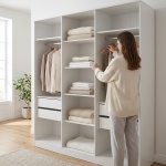 Open wardrobe with 4 drawers of 237 x 56 x 230 cm