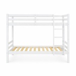 Front view of white Atlas Vicawu wooden bunk bed with slatted base, clean design and solid structure