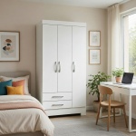 Small wardrobe of 80 cm with drawers and shelves, small wardrobes, coat racks, youth wardrobes