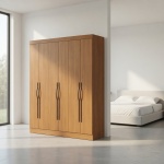Wilsor 6 door wardrobe in modern bedroom, natural oak finish, large storage capacity