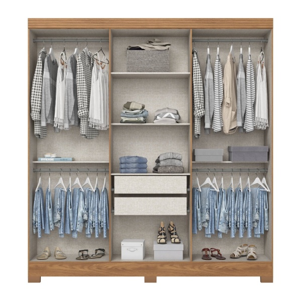 Wilsor 6 door wardrobe interior with rails, shelves and drawers, large storage capacity