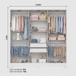 Wilsor 6 door wardrobe dimensions 200x215 cm with detailed internal and external depth