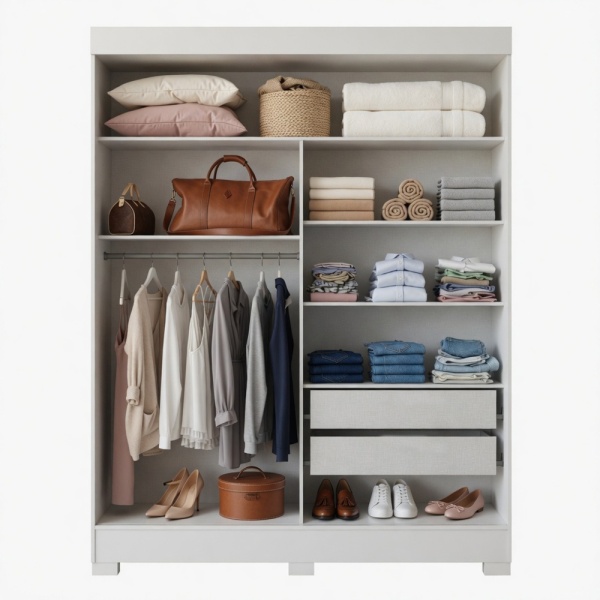 Interior of wardrobe with drawers Bayron with shelves, hanging rail and drawers, maximum organisation