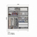 Wardrobe with drawers Bayron dimensions 200x163 cm with detailed interior layout and capacity