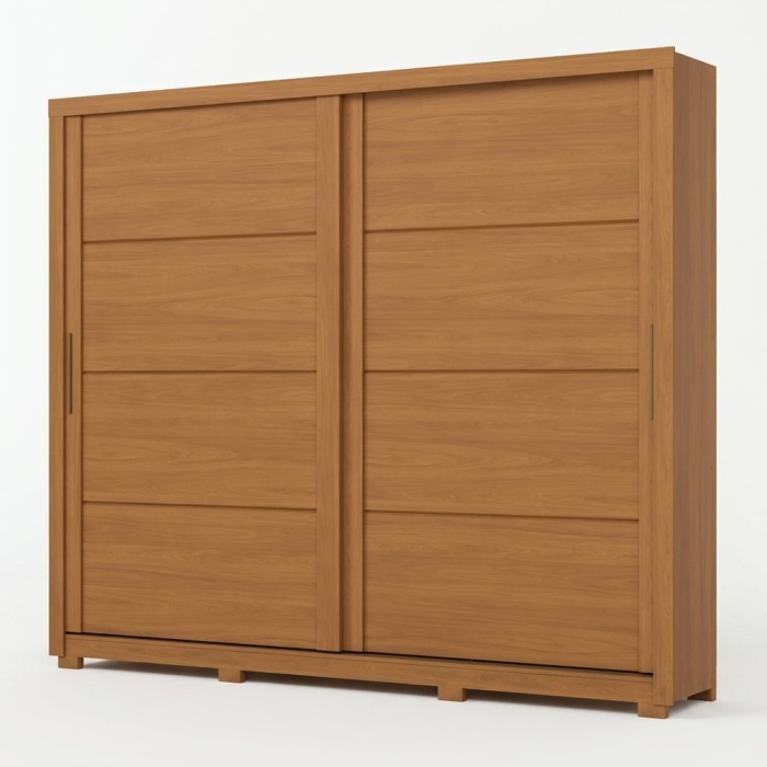 Genius sliding door wardrobe in cinnamon oak, elegant design and large capacity