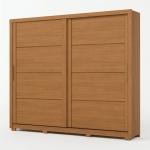 Genius sliding door wardrobe in cinnamon oak, elegant design and large capacity
