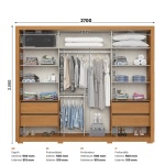 Dimensions of 270 cm Genius wardrobe with interior layout and optimised depth