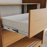 Inner drawer of Genius wardrobe in cinnamon oak with metal runners, smooth opening and large capacity