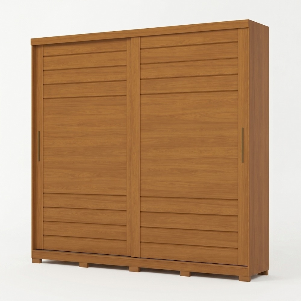 Rufus sliding door wardrobe in wood, minimalist design with large capacity