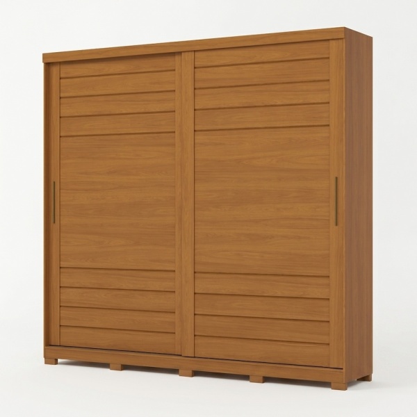 Rufus sliding door wardrobe in wood, minimalist design with large capacity