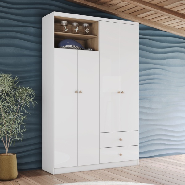 Gamil Vicawu wardrobe in glossy white for modern children's and youth bedrooms