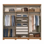 Blenda Vicawu 6 Door Wardrobe with shelves, drawers and hanging rails in warm oak finish
